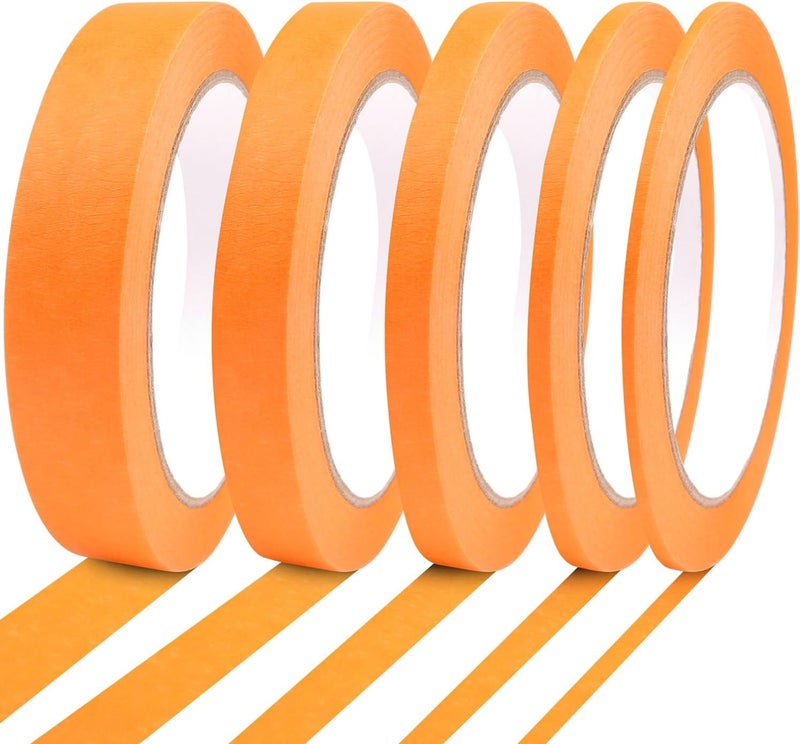 DOAY 5 Rolls Pinstripe Tape - Masking Tape 1/16", 1/8", 1/4", 1/2", 3/4" - Thin Painters Masking Automotive Tape for DIY, Car, Auto, Paint, Art, Tumblers (Orange) - Image 1